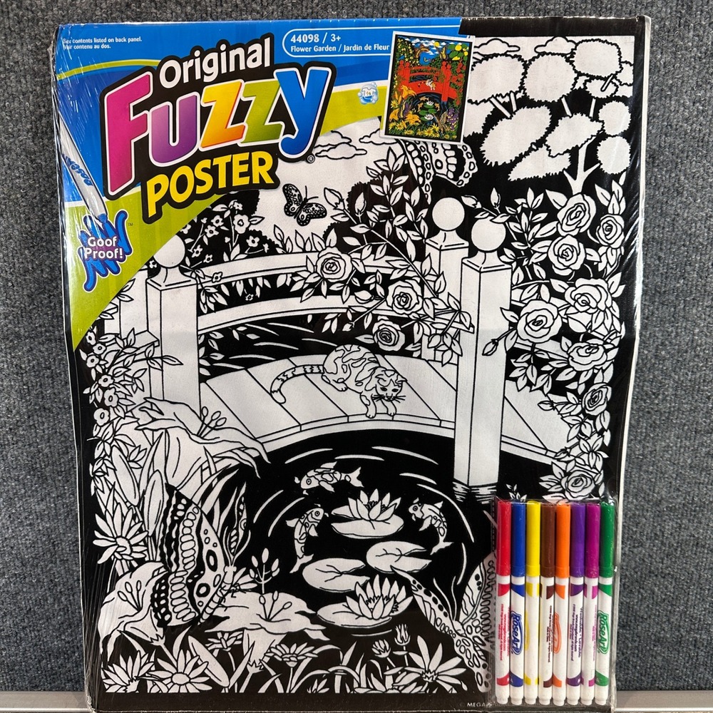 VTG RoseArt Fuzzy Poster Velvet Coloring Poster 16x20 USA Sealed Y2K Retro